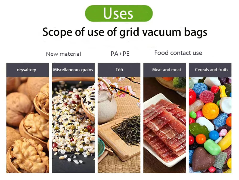 Rolls Vacuum Bags Food 500cm Per Roll Reusable