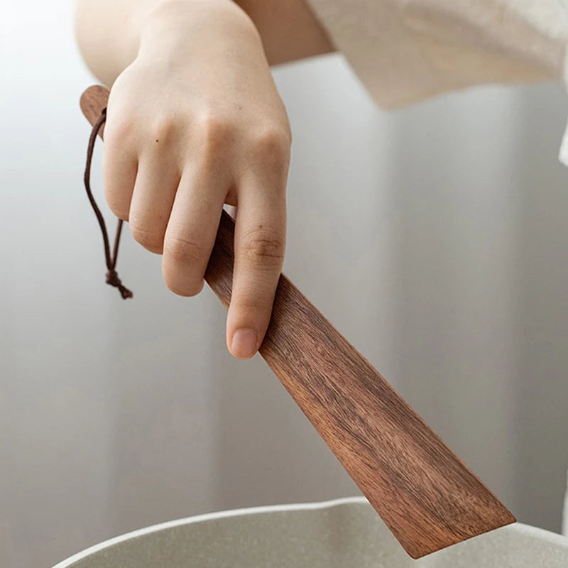 1pc Teak Wood Tableware Spatulas Triangular Cooking Spatula