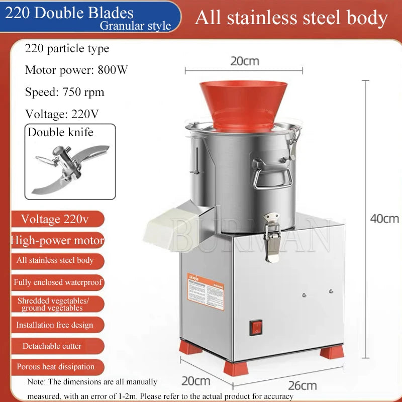 750 Rpm Electric Commercial Vegetable Cutter Mincing Baozi