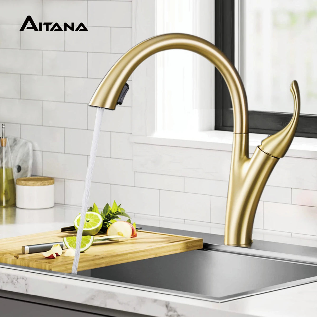 Aitana Simple Design Brass Black Faucet Modern Handle