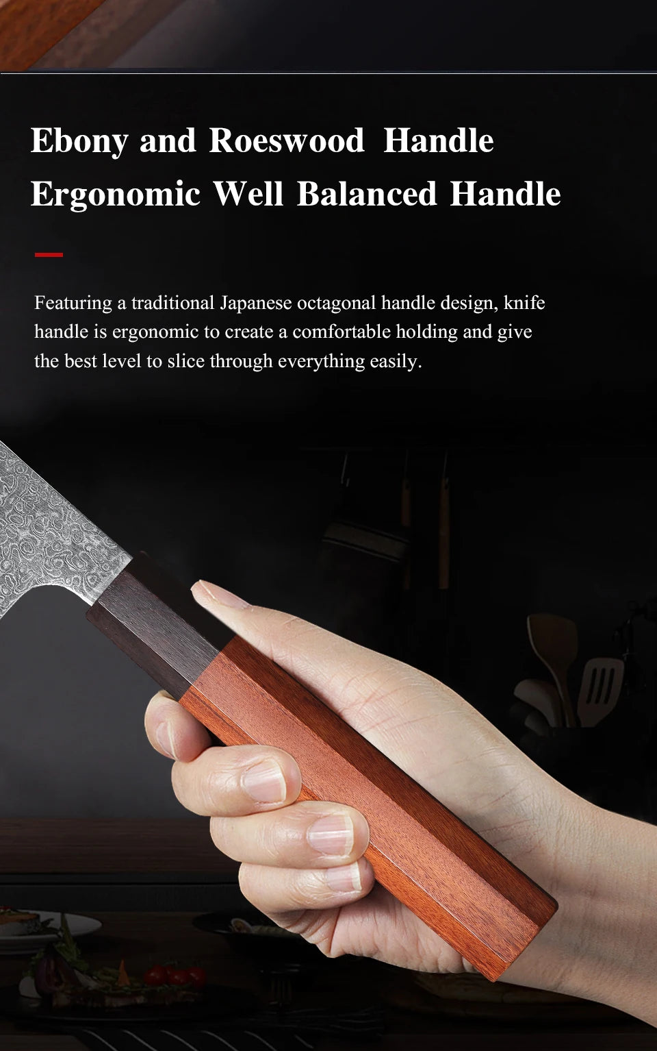 Turwho Hand Forged Japanese Chef Knife Damascus Steel