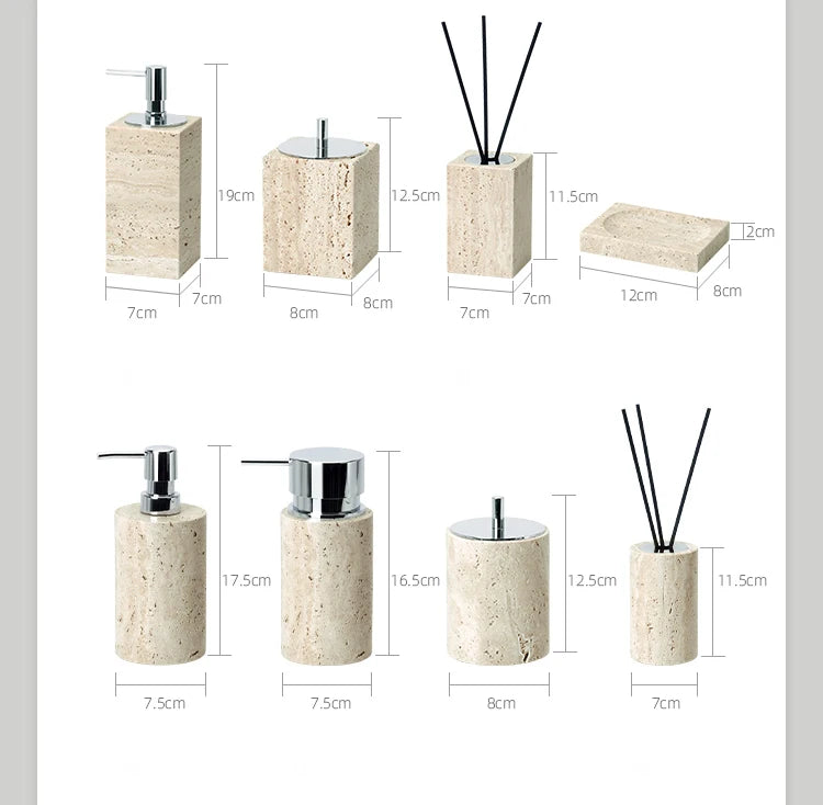 Beige Travertine Bathroom Natural Marble Soap Dispenser Soap