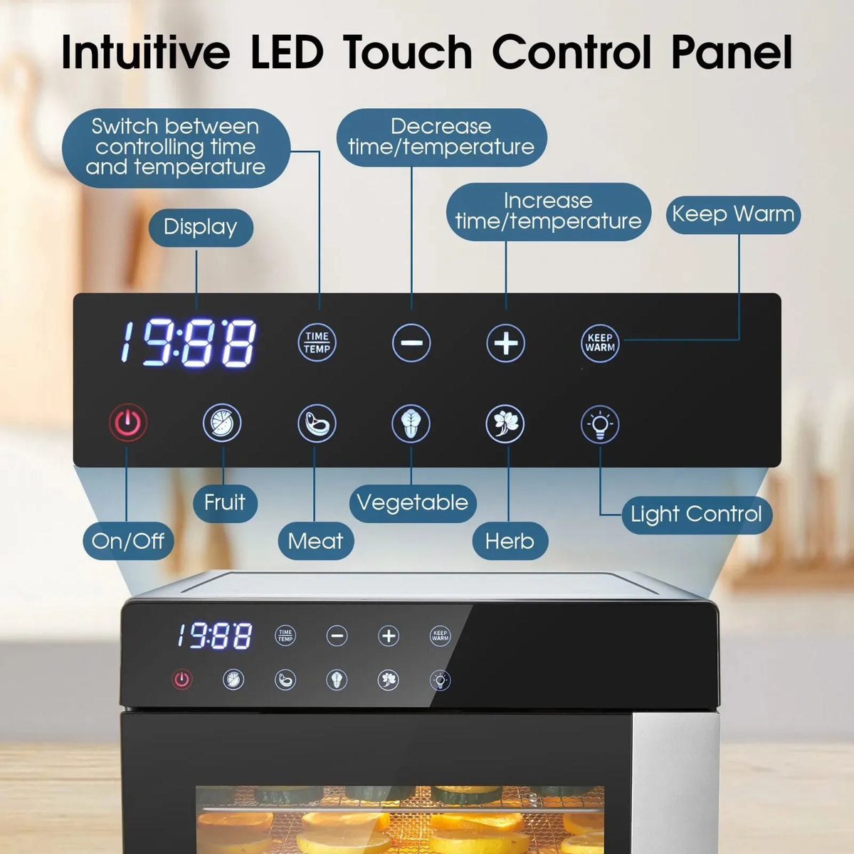 8-Tray Stainless Steel 600w Presets & Digital Timer