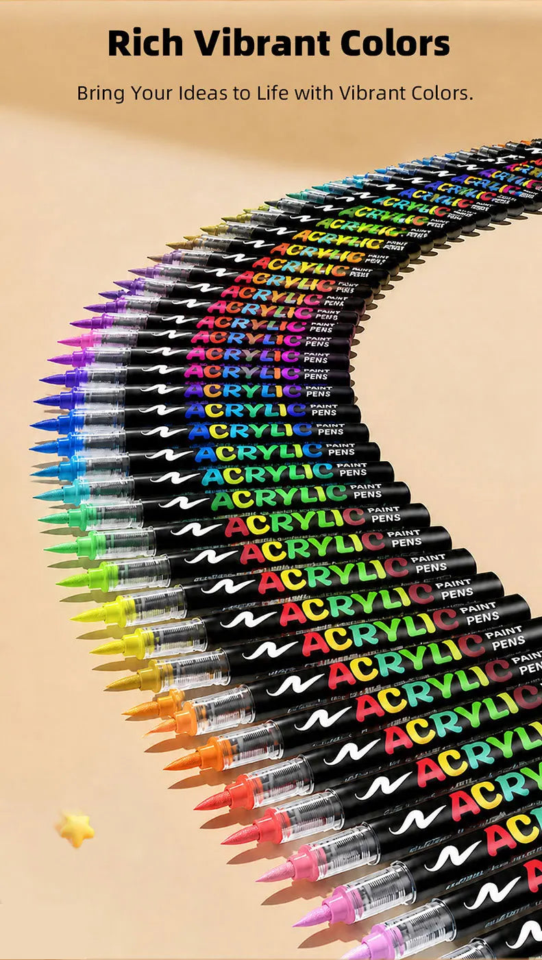 12-366 Colors Acrylic Marker Permanent Markers Brush Tip