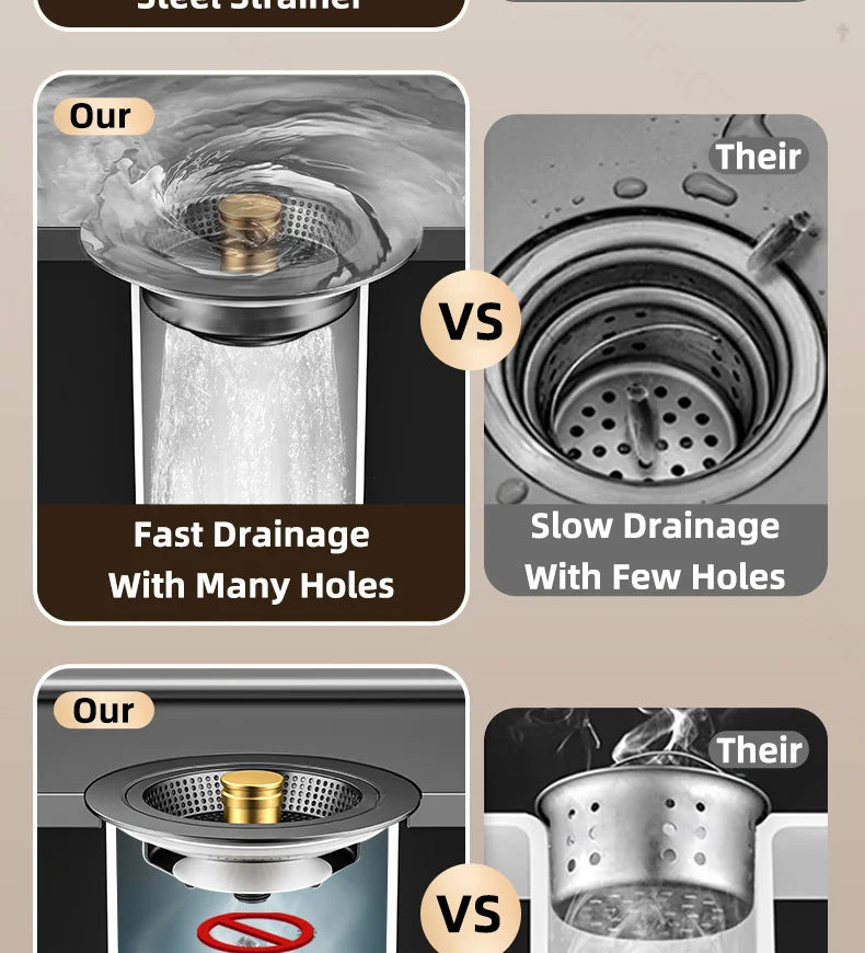 Universal Sink Strainer Stainless Steel Pop-Up Drain Plug