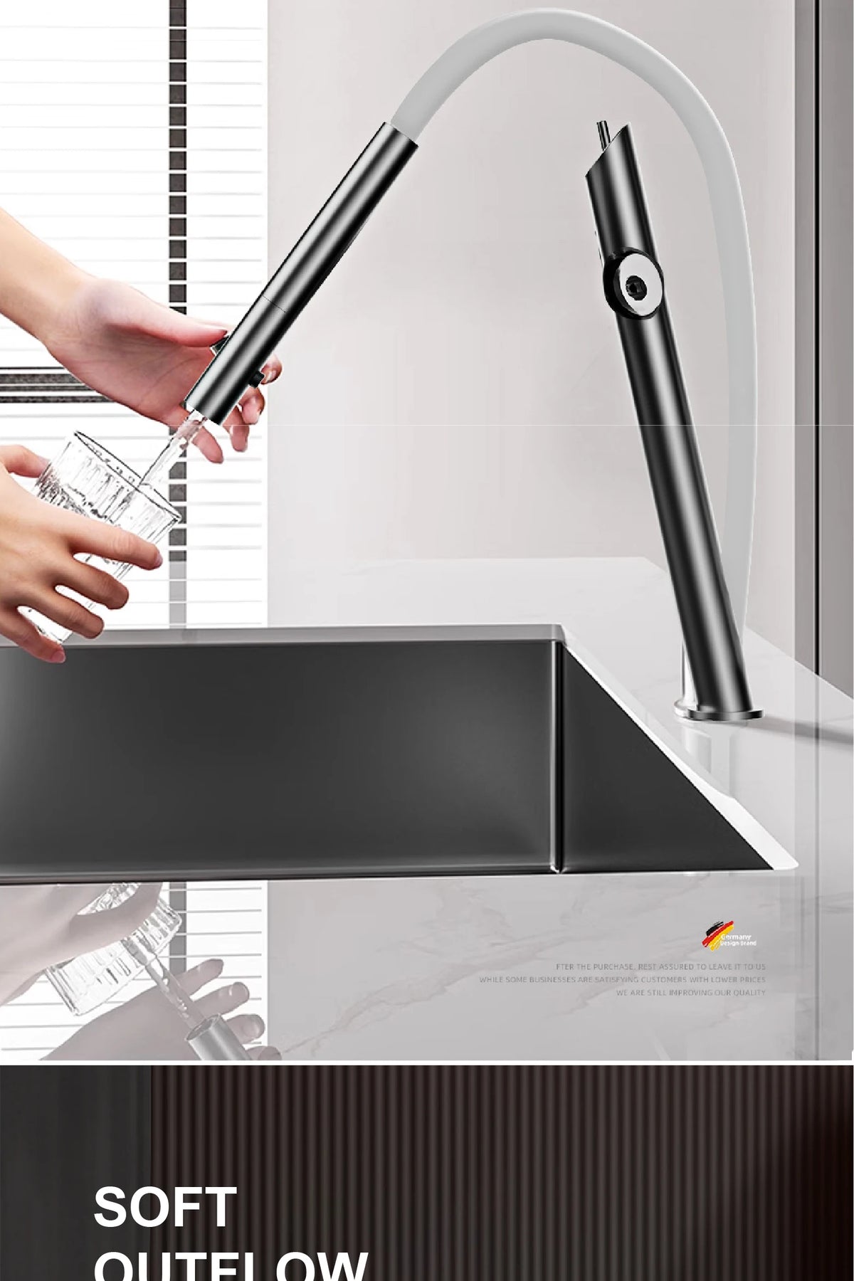 Aitana Luxury Brass Black Faucet Pull-Out Design Dual