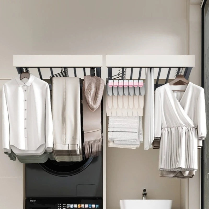 Retractable Pull-Out Clothes Drying Rack Adjustable Rebound