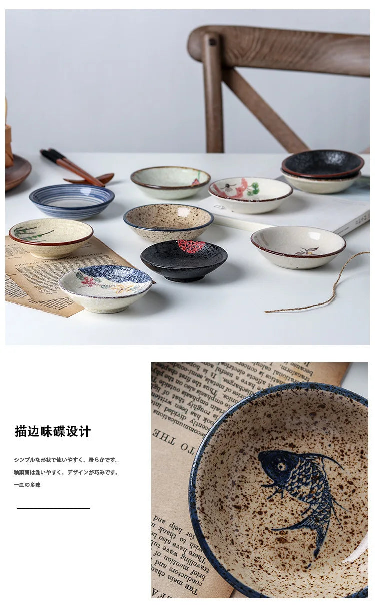 Ceramic Seasoning Dish Japanese Willow Porcelain Taste Dish