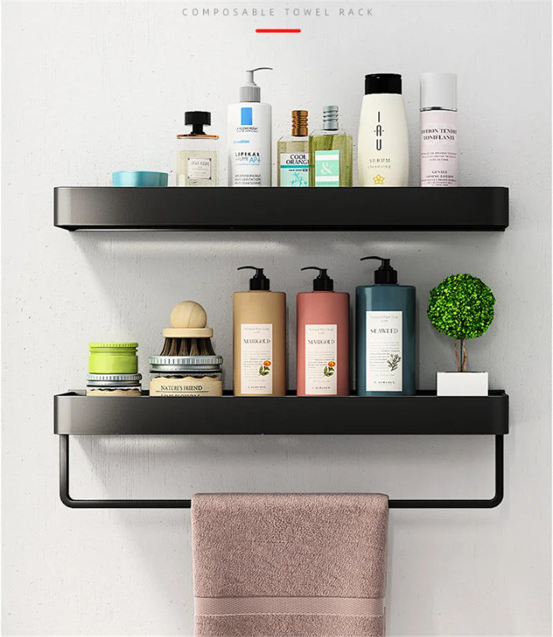 Bathroom Shelf Black Bathroom Shampoo Shower Storage Rack