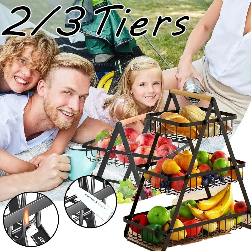 2/3 Tiers Countertop Fruit Basket Fruit Bowle Basket