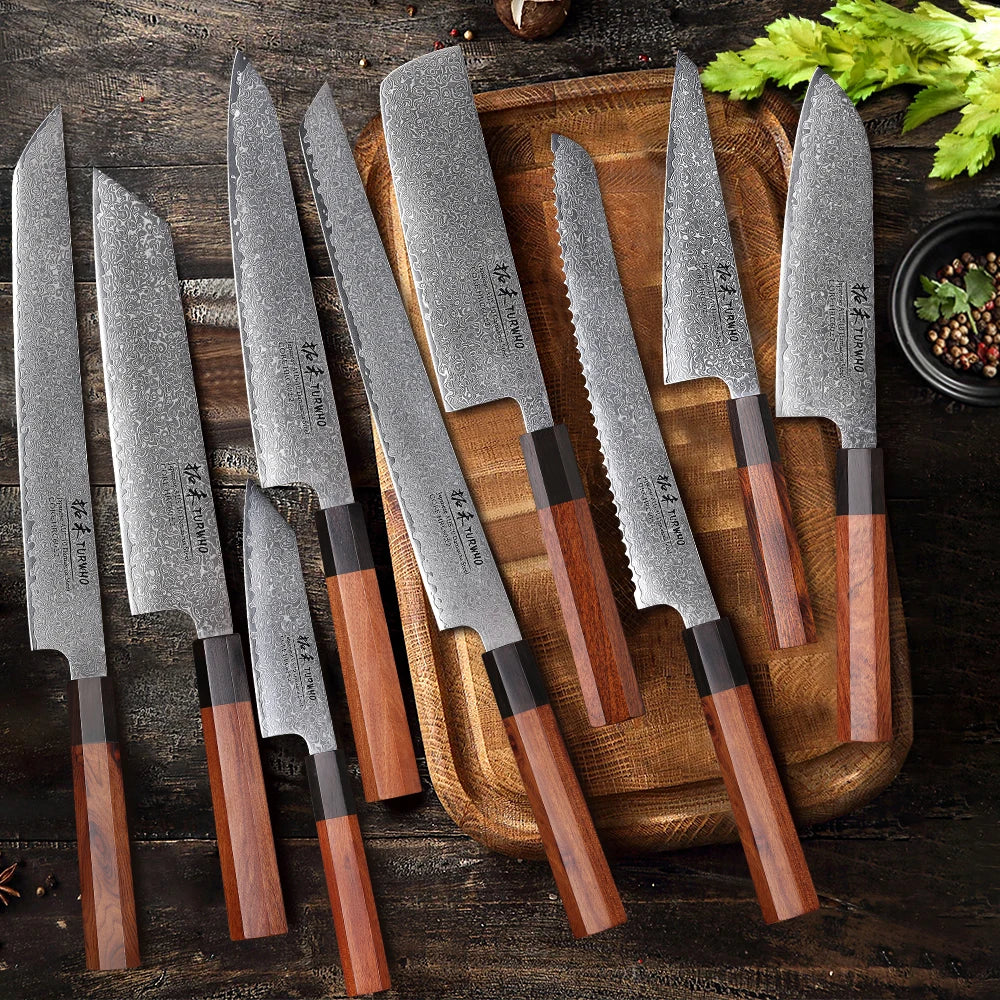 Turwho Hand Forged Japanese Chef Knife Damascus Steel