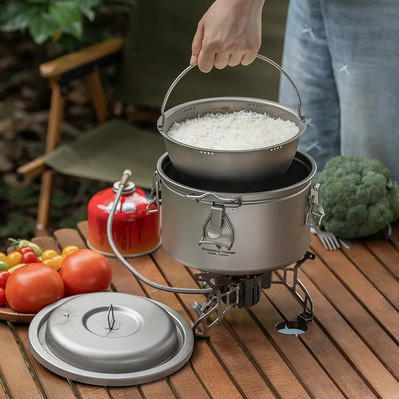 Boundless Voyage Camping Rice Cooker Titanium Pot Cooker
