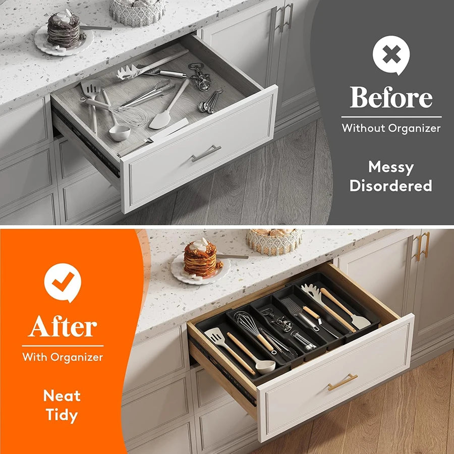 Expandable Cooking Utensil Tray Utensil Organizer Drawers