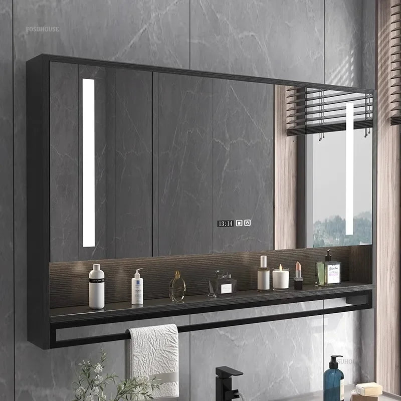 Smart Bathroom Mirror Cabinets Wall-Mounted Backlight Anti-Fog