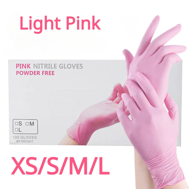 100/50/20pcs Light Pink Disposable Nitrile Gloves Light Pink