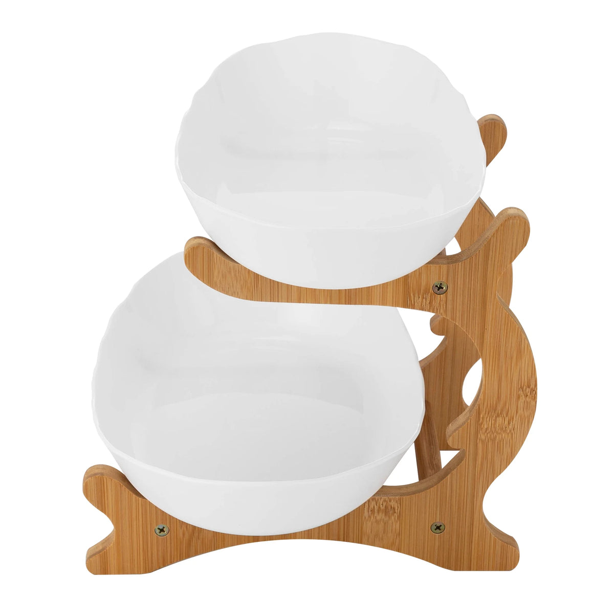 2-Tier Fruit Bowl Bamboo Fruit Basket Stand Food-Grade