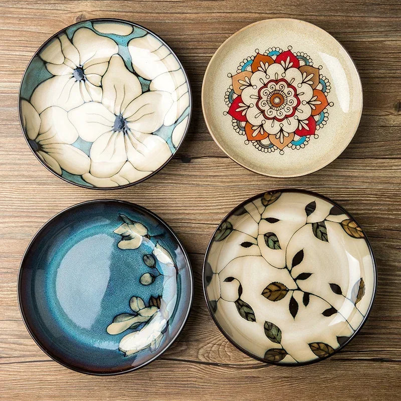Chinese-Style Ceramic Deep Plate Salad Plate Disc Personality