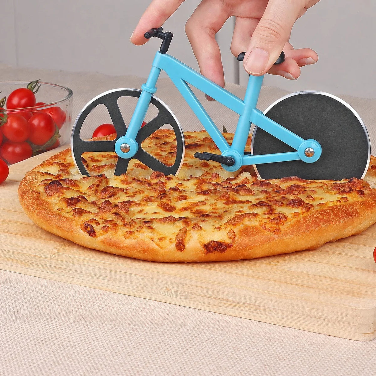 Bicycle-Shaped Pizza Cutter Stainless Steel Cutting Wheel Fun