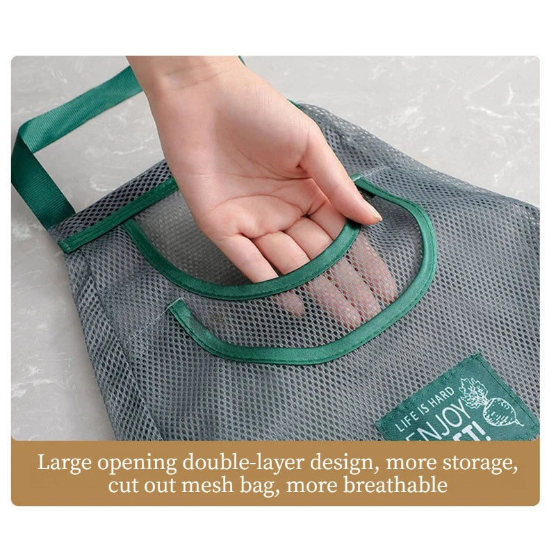 Hanging Breathable Mesh Produce Storage Bag Handheld Vegetable