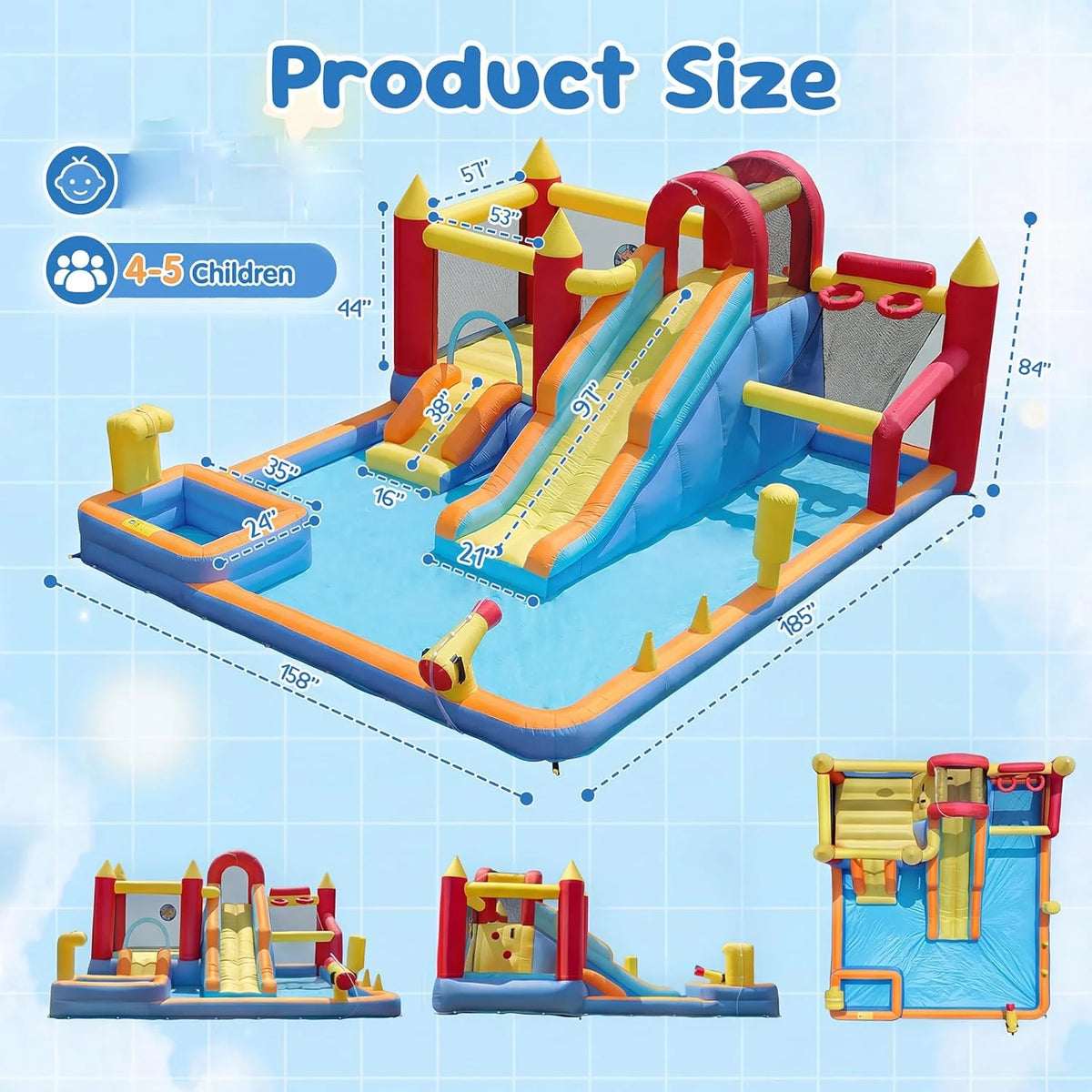 Jump Slide Inflatable Bouncer Kids Heavy Duty Blower
