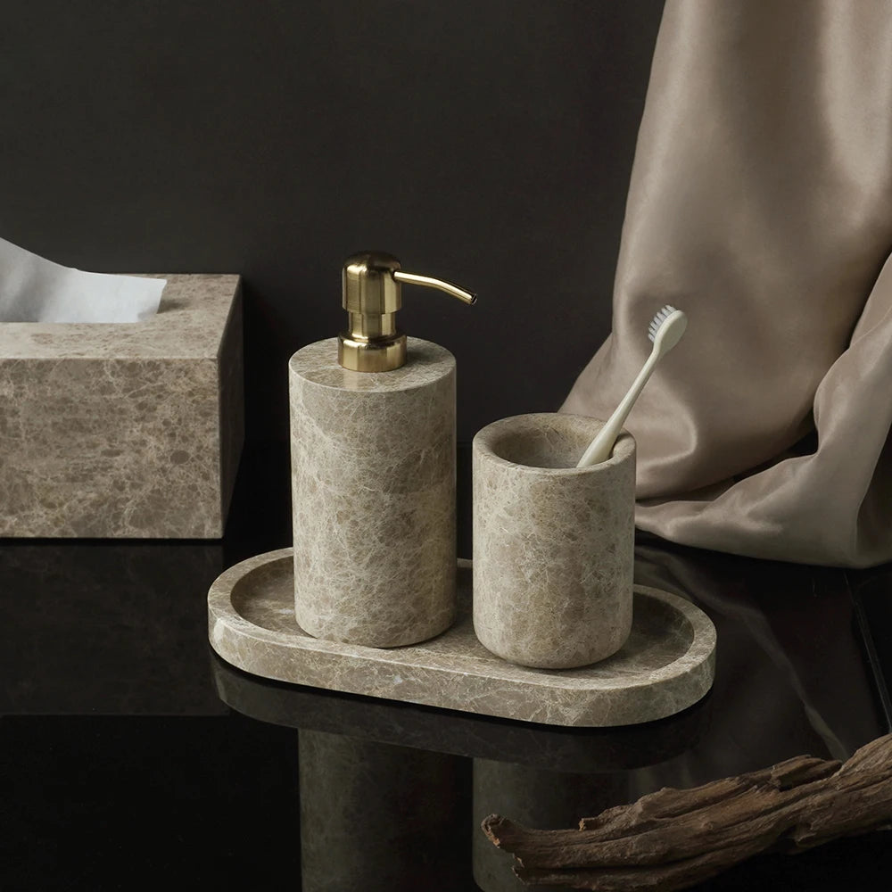 Emperador Light Natural Marble Bathroom Soap Dish Soap