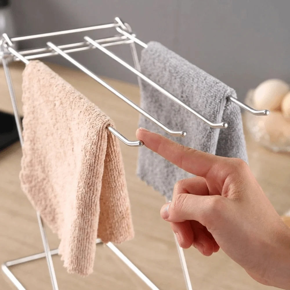Stainless Steel Dishcloth Hanging Shelf Foldable Design Rag