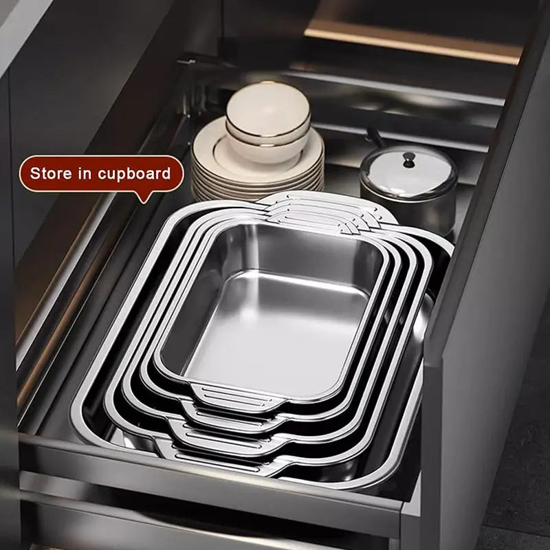 Stainless Steel Baking Pan Lids Deep Dish Fish/Pasta/Grilling