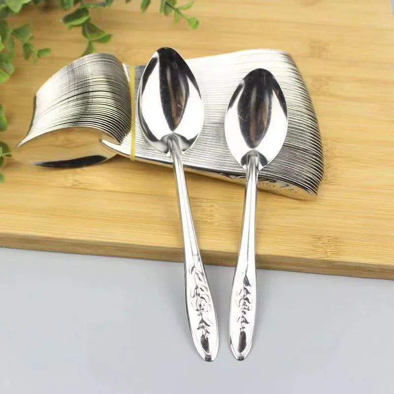 10pcs Stainless Steel Spoon Ramen Noodles Tablespoons Scoop