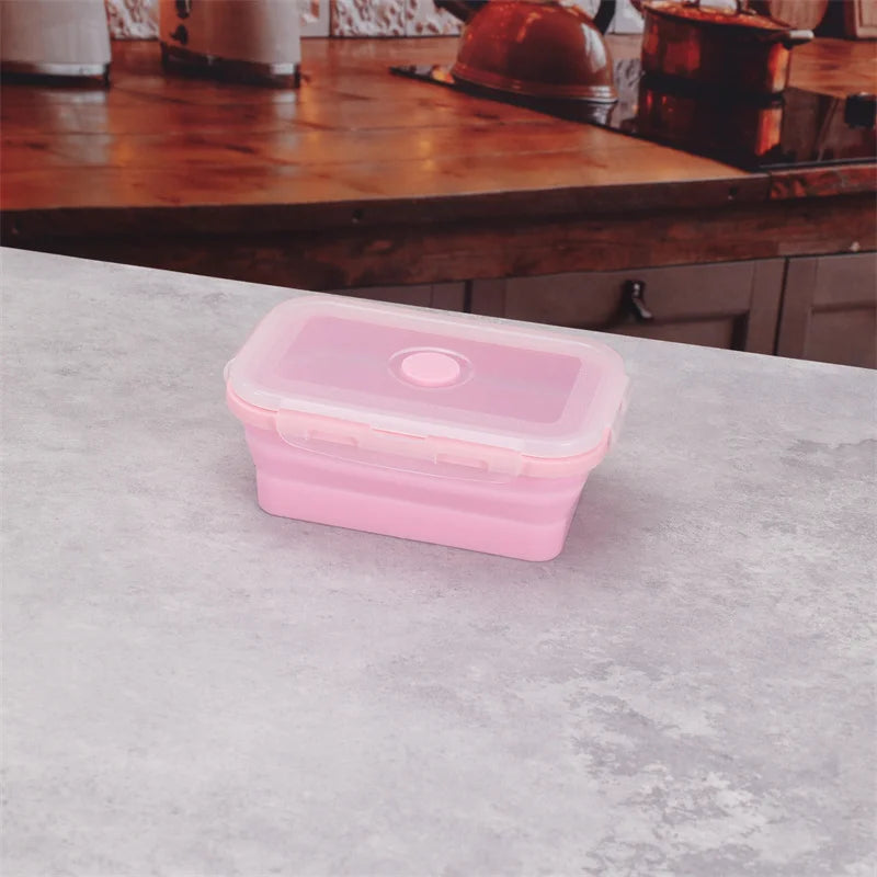 Size Choose Silicone Rectangle Lunch Box Collapsible Bento