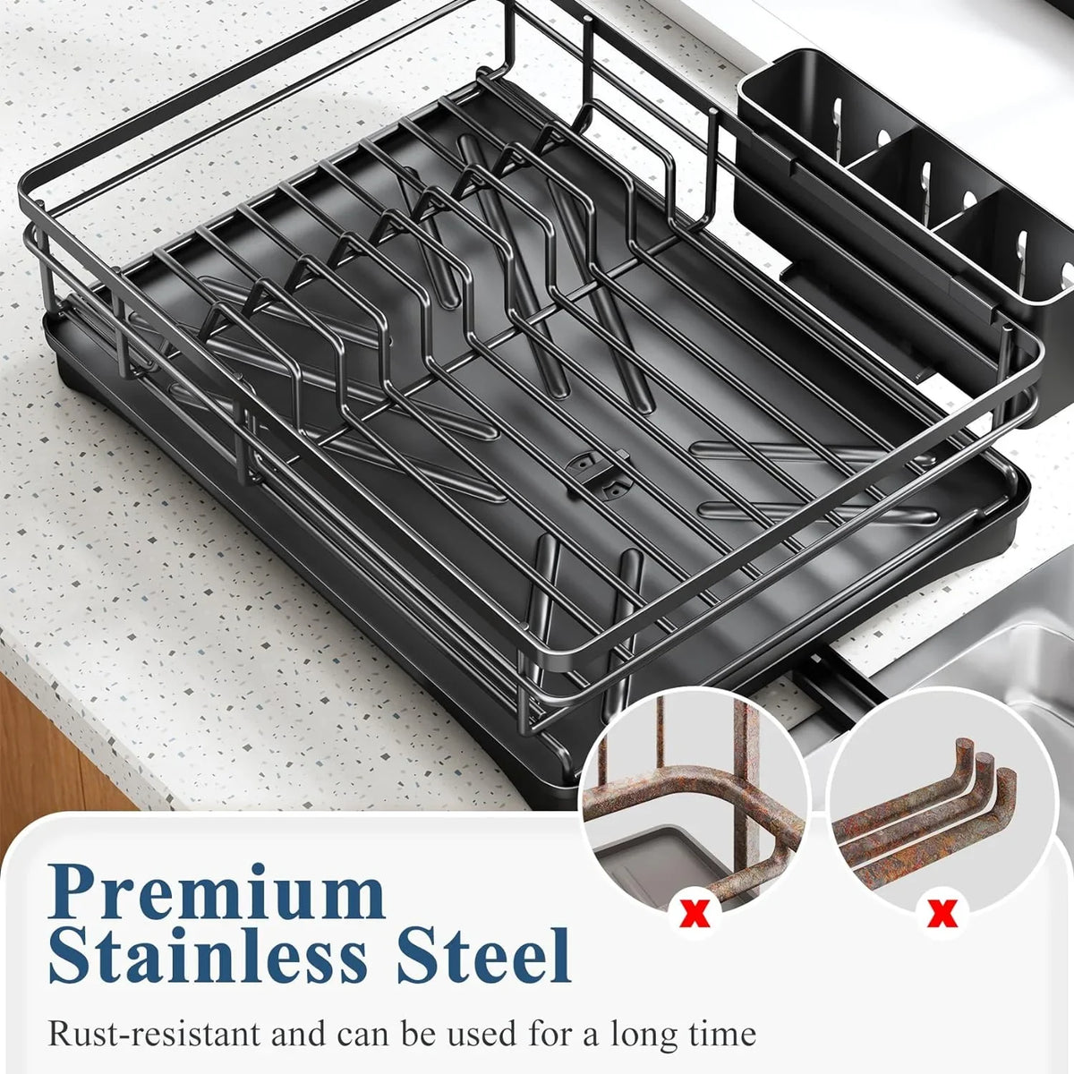 Spacious Dish Rack Drainboard - Rust-Resistant Countertop Drainer