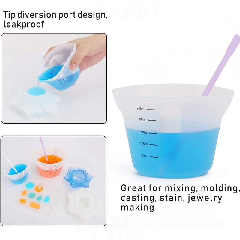 500ml & 250ml Large Silicone Measuring Cups Resin