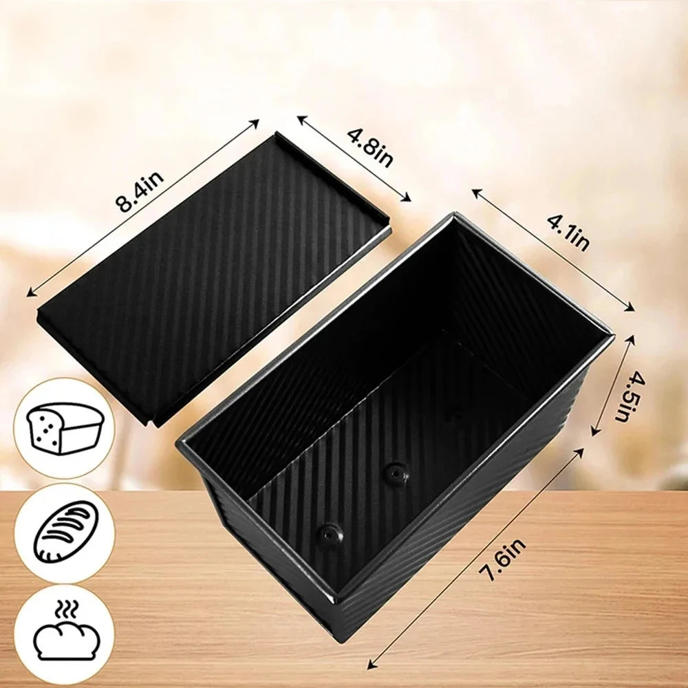Non-Stick Loaf Pan Carbon Steel Corrugated Lid Homemade