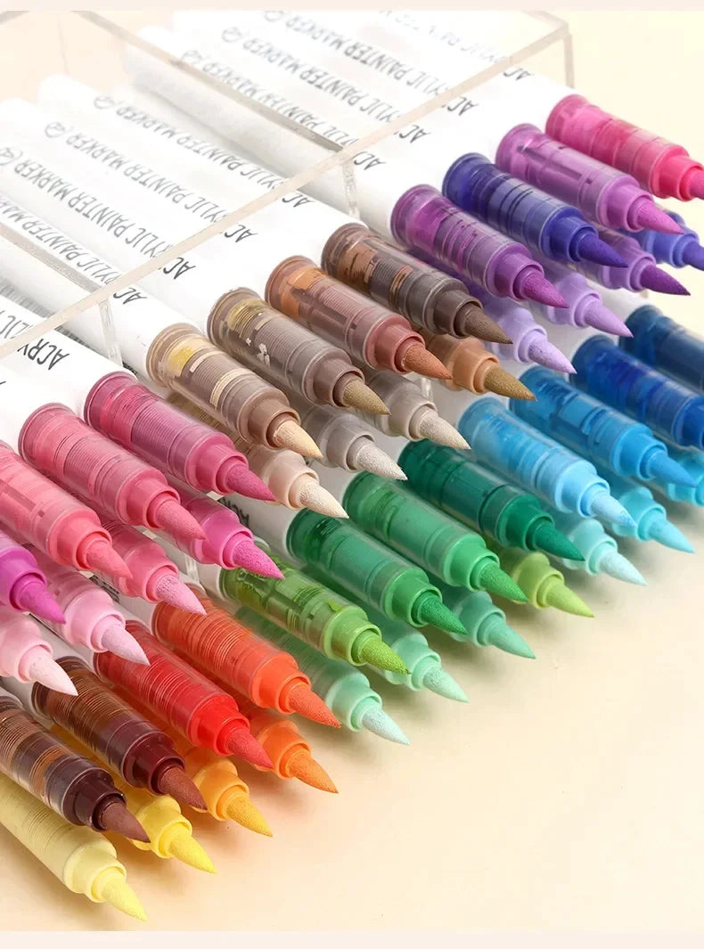 Languo 9pcs/Box Soft Brush Acrylic Marker Pen Diy