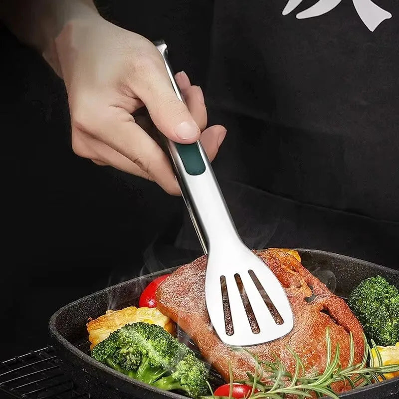 1pc Non Slip Stainless Steel Food Tongs Meat