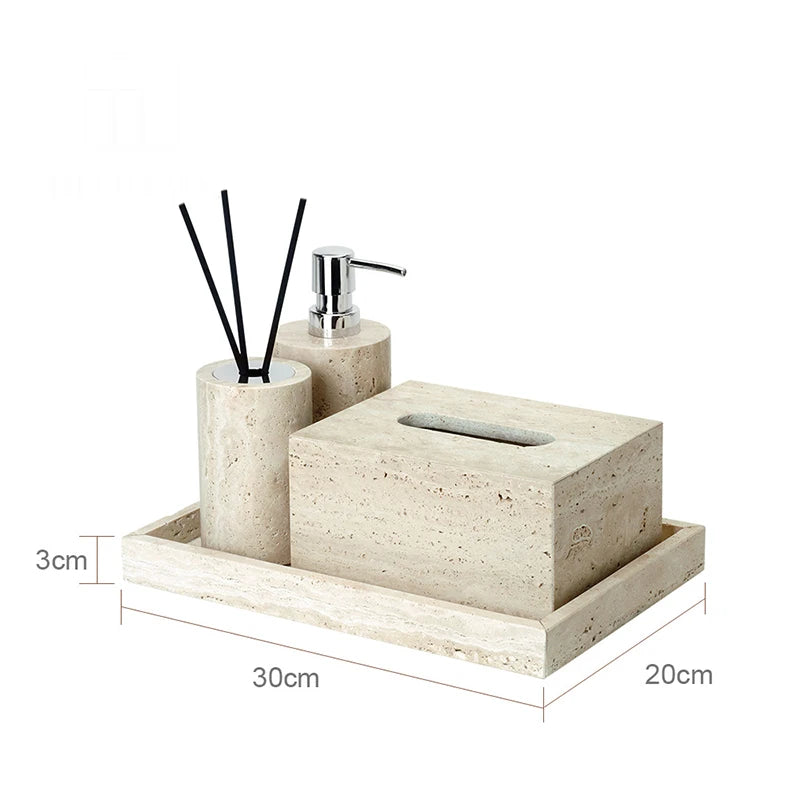 Beige Travertine Bathroom Natural Marble Soap Dispenser Soap
