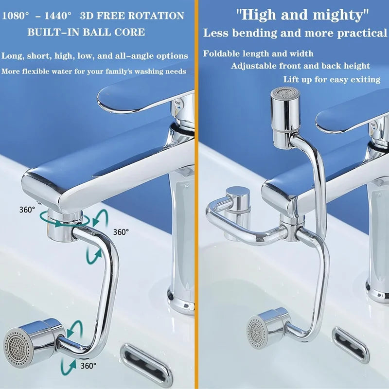 1pc 1080 Swivel Stainless Steel Faucet Extender Universal