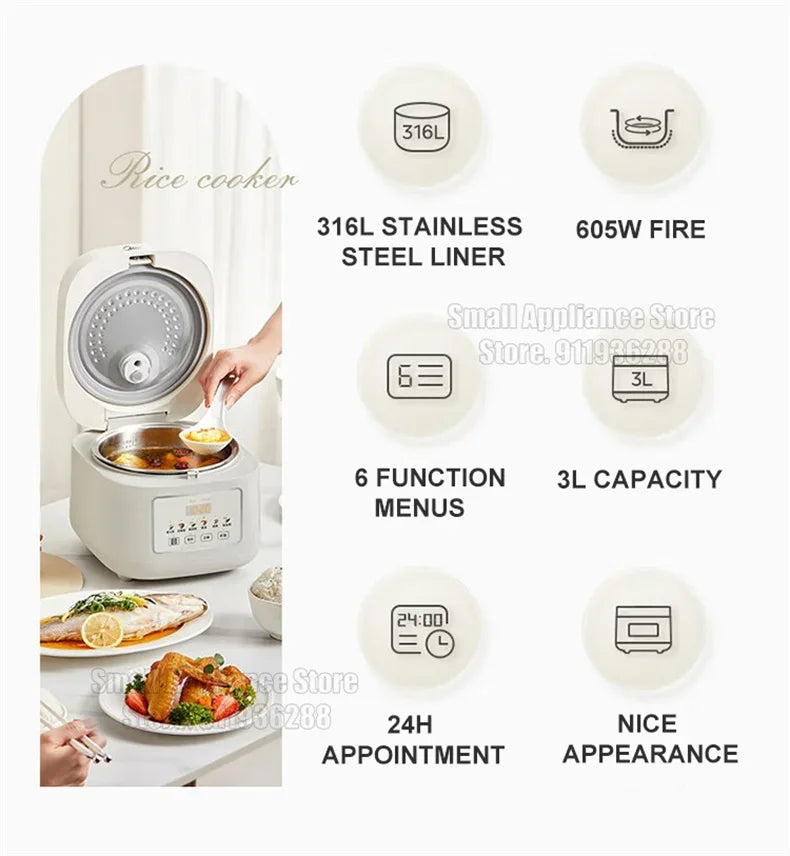 Midea Healthy Rice Cooker 3l No Coating Stainless