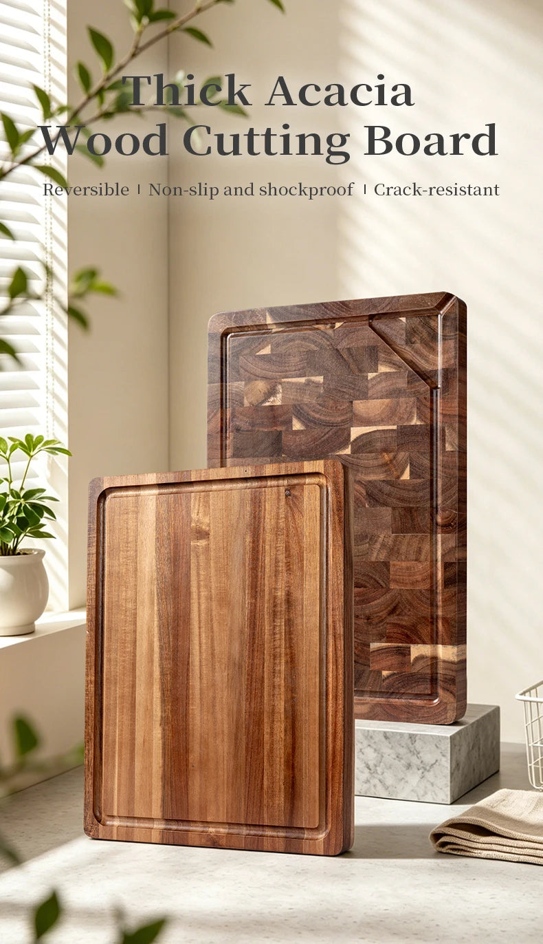 Thick Acacia Wood Cutting Board Double-Sided Using Wooden