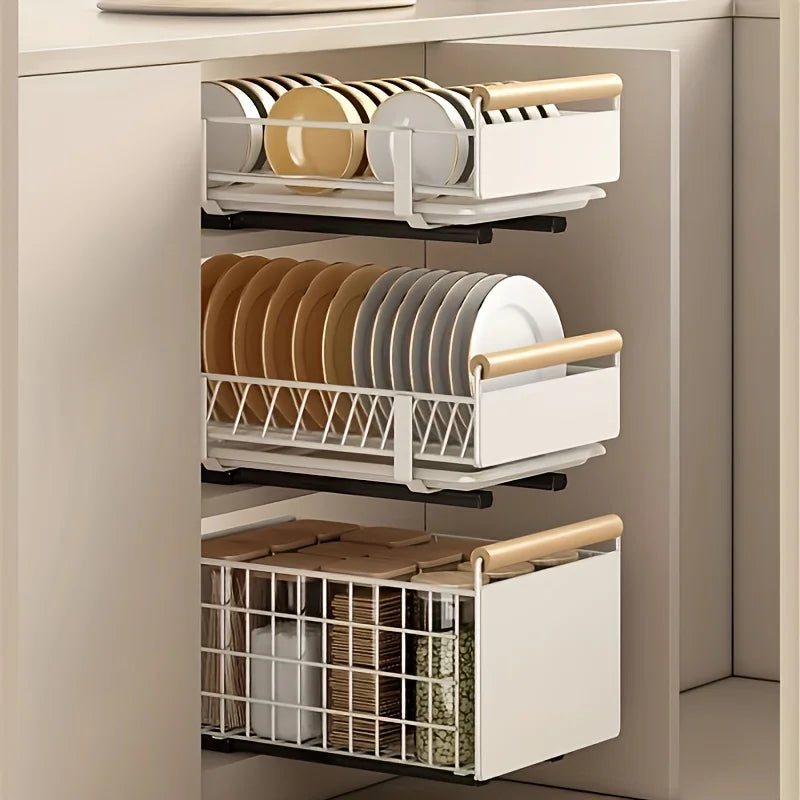 Space-Saving Drawer Organizer Pull Out Storage Rack Storing
