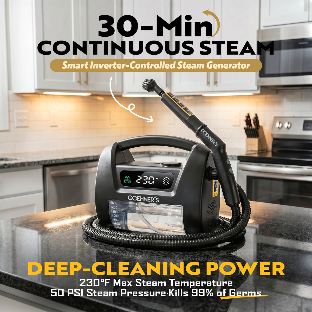Steam Degreaser Grease Removal 1800w 6l 110v 30s
