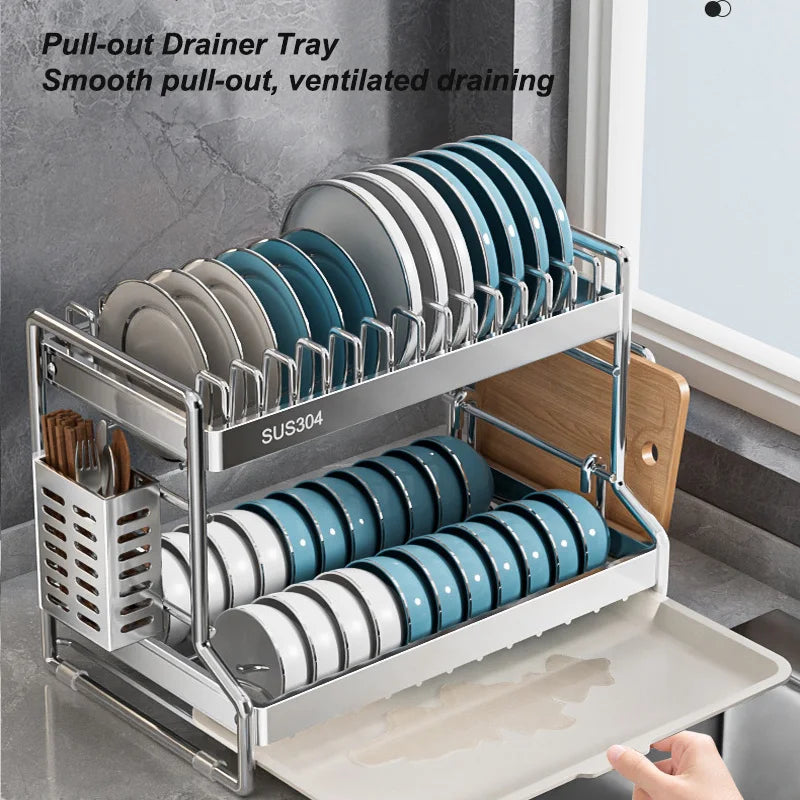 Dish Drainer Storage Organization Stainless Steels Drainer Dishes