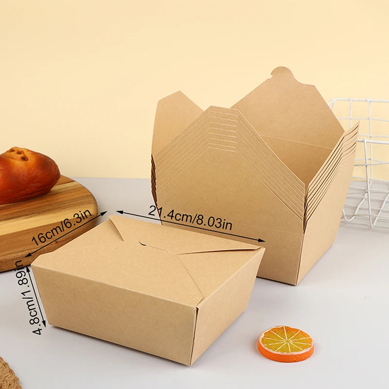 10pcs Disposable Fast Food Boxes Thickened Kraft Paper