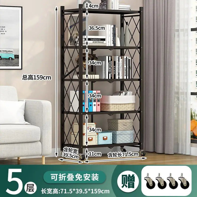 Foldable Large Iron Frame Storage Living Room Rack