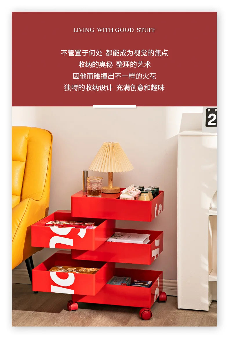 360 Rotating Removable Bedside Table File Cabinet Storage