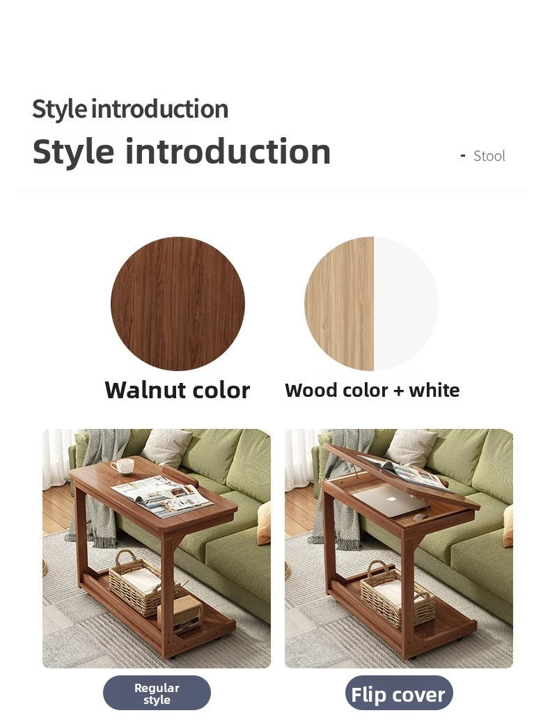 Mobile Solid Wood Coffee Table Living Room Storage