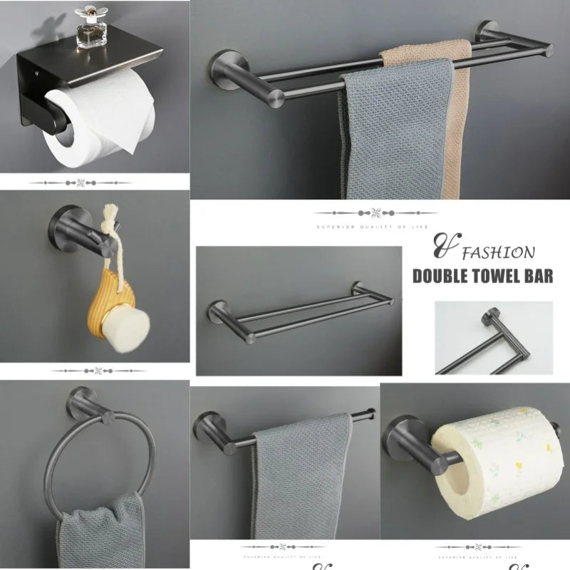 Gray Bathroom Hardware Cup Rack Towel Rack Toilet