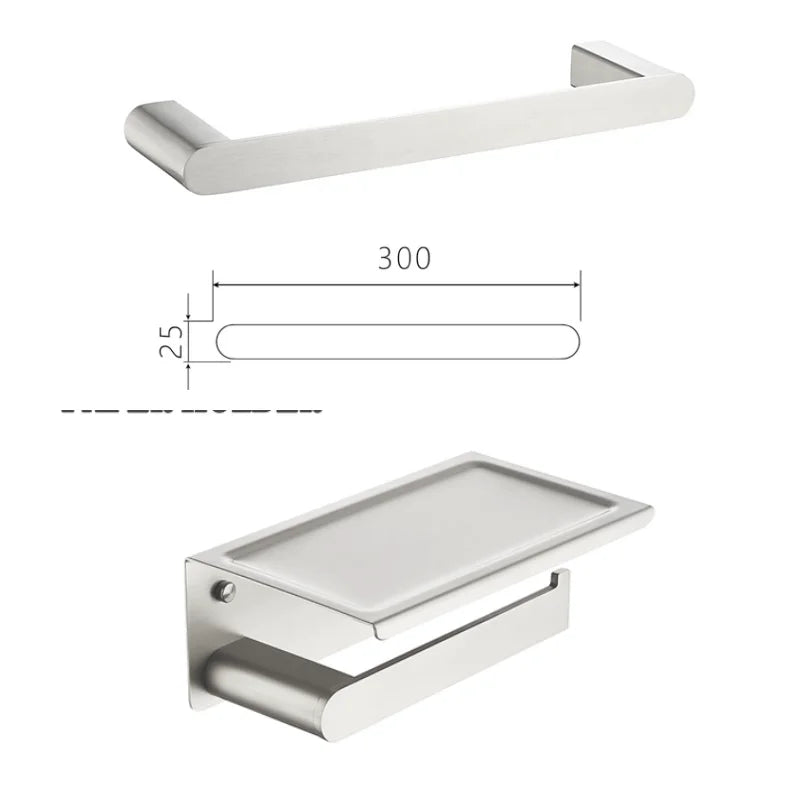 Brushed Towel Ring Holder Bar Rack Brush/Paper Holder