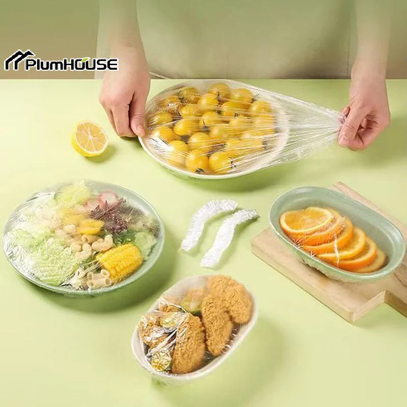 350/500pcs Disposable Food Cover Fruit Food Cover Elastic