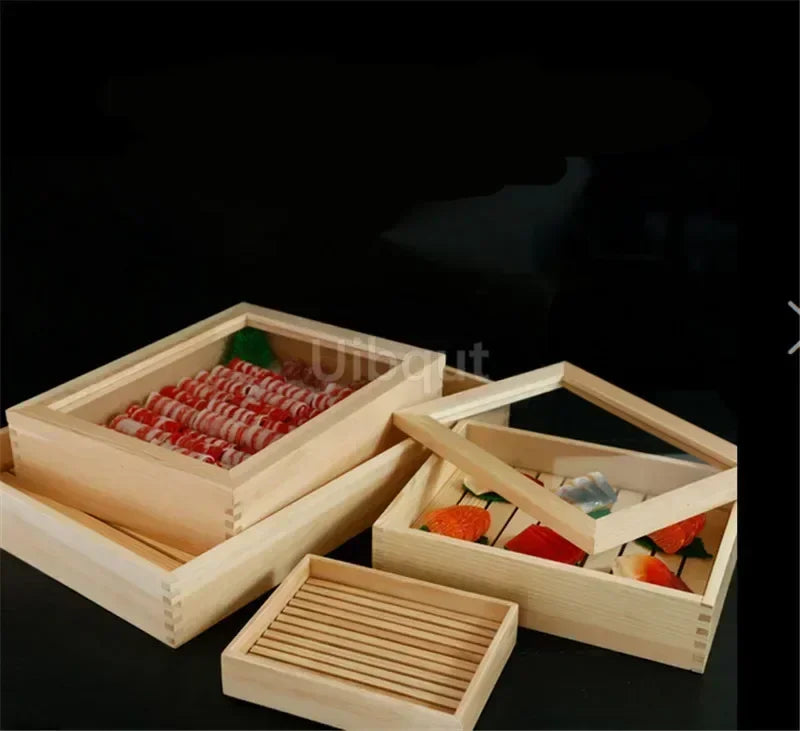 Japanese Cuisine Wooden Sashimi Sushi Box Lid Fish