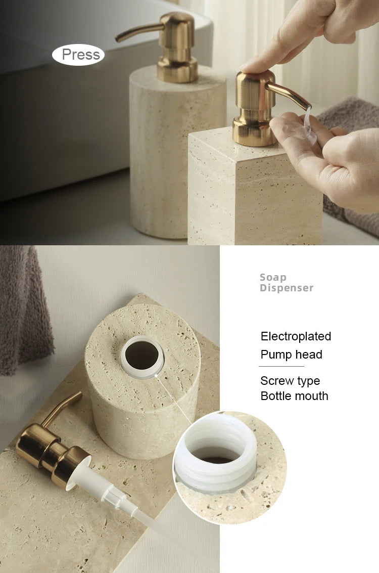 Travertine Bathroom Luxury Soap Dish Soap Dispenser Reed